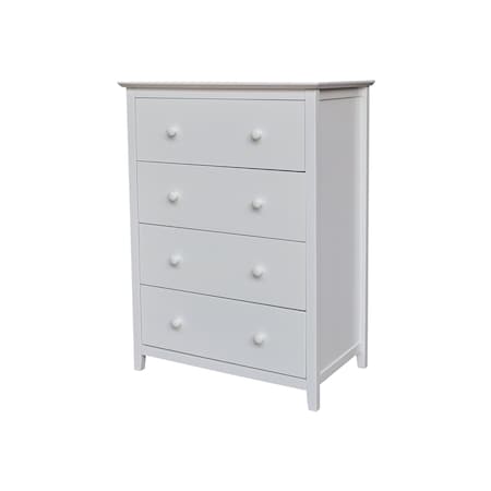 International Concepts Solid Wood Bedroom Dresser/Chest with 4 Drawers, White BD08-8004